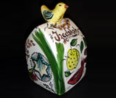 6 1/2" Tzedakah box with bird/dove