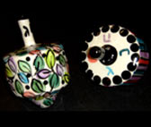 Collectible 2 1/2" ceramic hand painted dreidelsHanukkah 8 Nights To Celebrate!