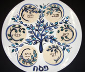 Tree of Life - Seder plate in blue